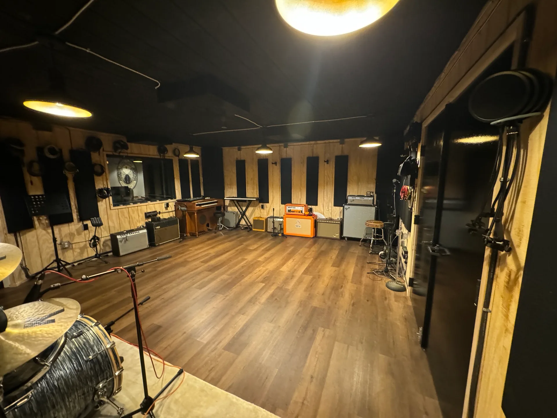 The live room at Long Road Recording Co., ready for a session